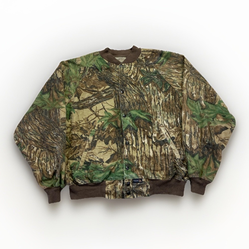 Vintage Rattlers Brand Bomber Jacket Mens L Realtree Camo 90s Hunting Field